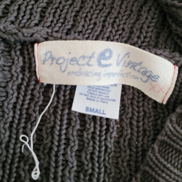 Project e Vintage Button-down Cotton Cardigan Women Gray Long Small - Picture 3 of 6